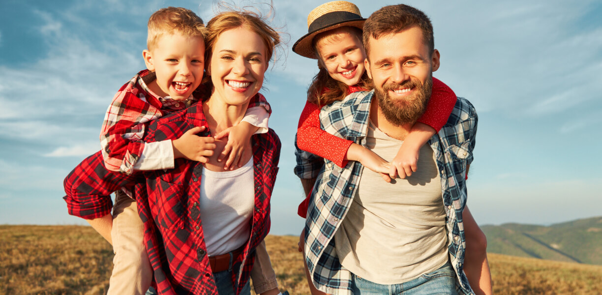 Concept illustration of a happy family hugging each other