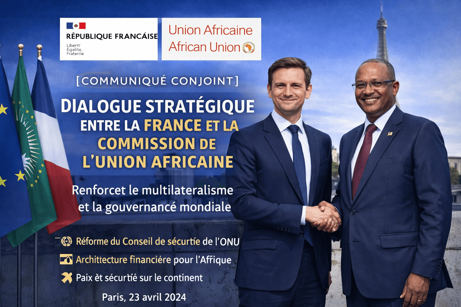 Dialogue stratégique entre la France et la Commission de l’Union africaine Communiqué conjoint