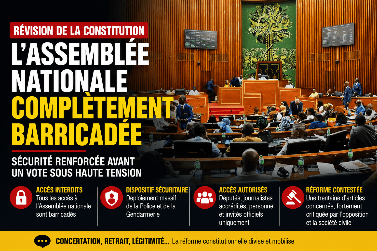Révision de la Constitution au Sénégal : l’Assemblée nationale sous haute sécurité avant un vote sous tension